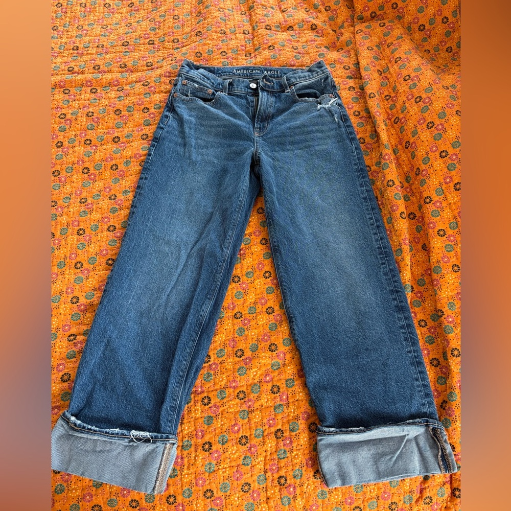 American Eagle Outfitters wide leg, cuffed Stovepipe Jeans